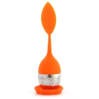 Silicone Handle Leaf Tea Infuser Steel Ball Strainer with Drip Tray