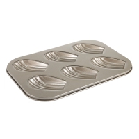6 Cavity Shell Shape Carbon Steel Non-stick Cake Mold Madeleine Mould