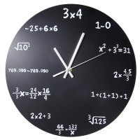 Mathematics Blackboard Clock Black Powder Coated Metal