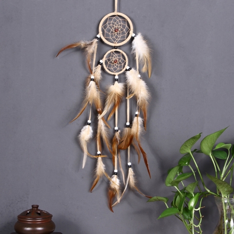 vintage home decoration Indian style feather dream catcher circular feathers wall hanging dreamcatchers decor for car