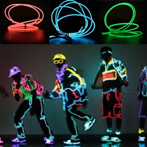  3W 5V 3M Flexible Red / Green / Blue Neon EL Wire Light Dance Party Decor Light  Batteries not Included 4pcs