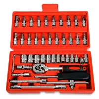 46pcs 1/4-Inch Socket Ratchet Wrench Combo Tools Kit for Car Repairing