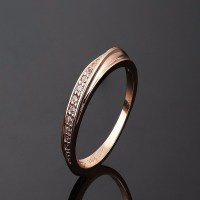 韩版流行单排钻戒指 微镶锆石镀玫瑰金女式戒指批发