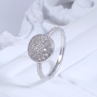 韩版经典新颖圆形锆石戒指女 时尚满镶铜