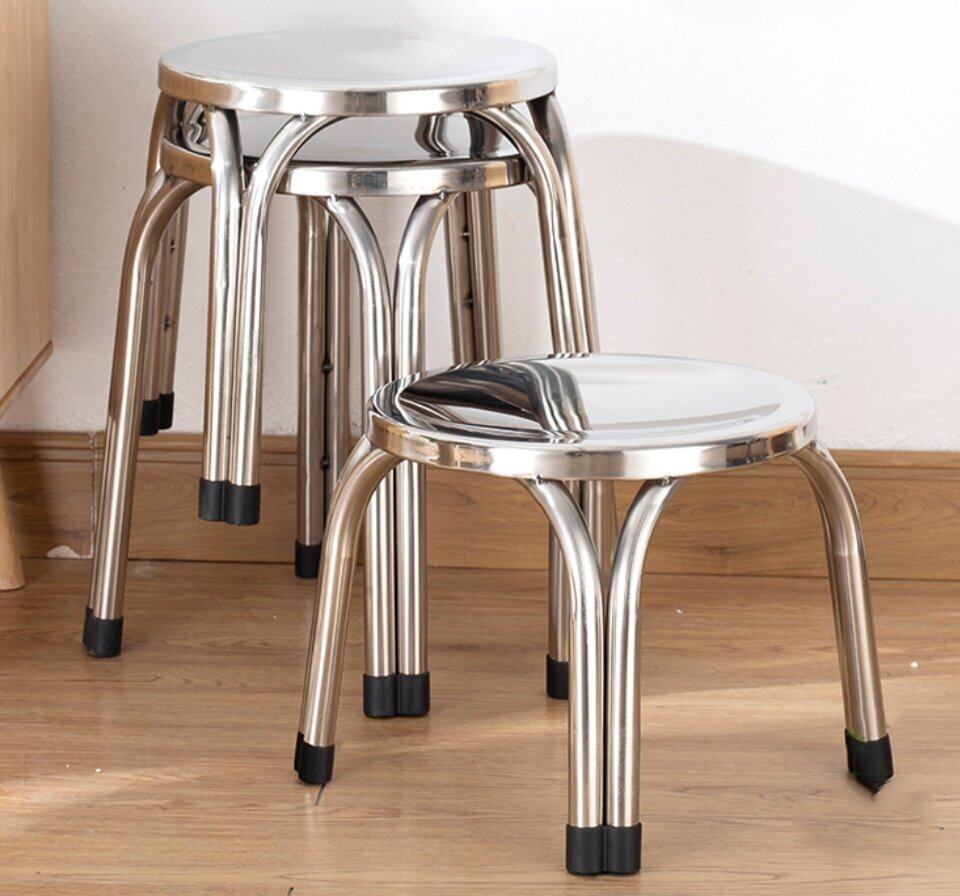 【HUAREN】不锈钢椅子 椅子 矮椅 圆椅 洗脸椅 不锈钢4腿 洗脸椅 野餐椅