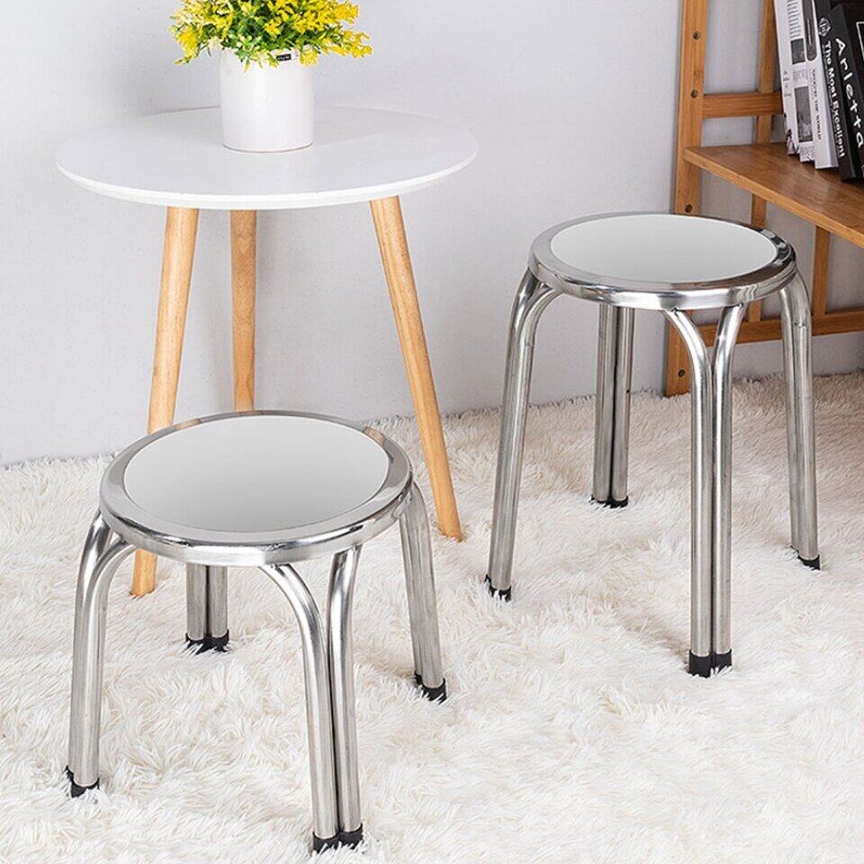 【HUAREN】不锈钢椅子 椅子 矮椅 圆椅 洗脸椅 不锈钢4腿 洗脸椅 野餐椅