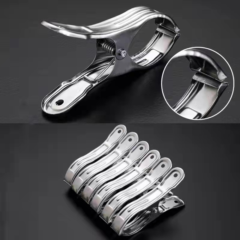 【HUAREN】晾衣夹，大号晾衣夹，大号，紧夹，不锈钢晾衣夹，耐用，不易碎，有 2 种尺寸可供选择（1 包包含 6 件）