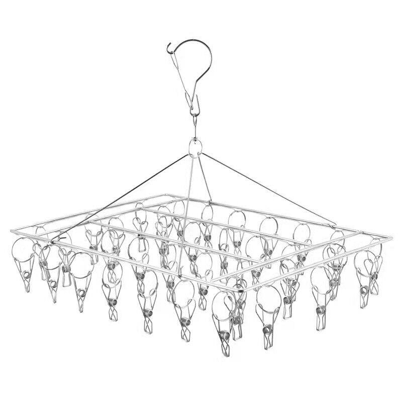 【HUAREN】不锈钢晾衣环，粗线2.1（方形），26个夹子，可360度旋转，坚固耐用