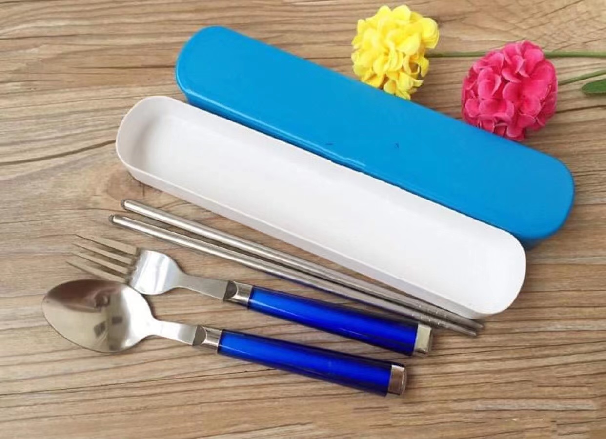 【HUAREN】不锈钢餐具套装，便携带盒，彩头（小）