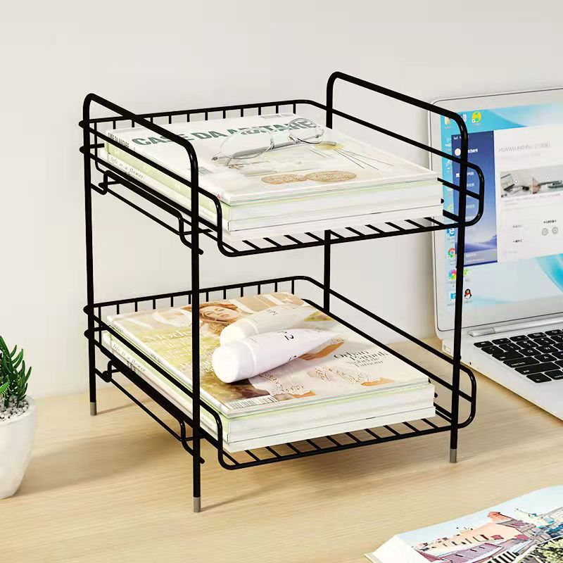 【HUAREN】钢架子，2 层，黑色不锈钢架子 多用途搁板，不锈钢，2 层，黑色，耐用材料 简单的设计