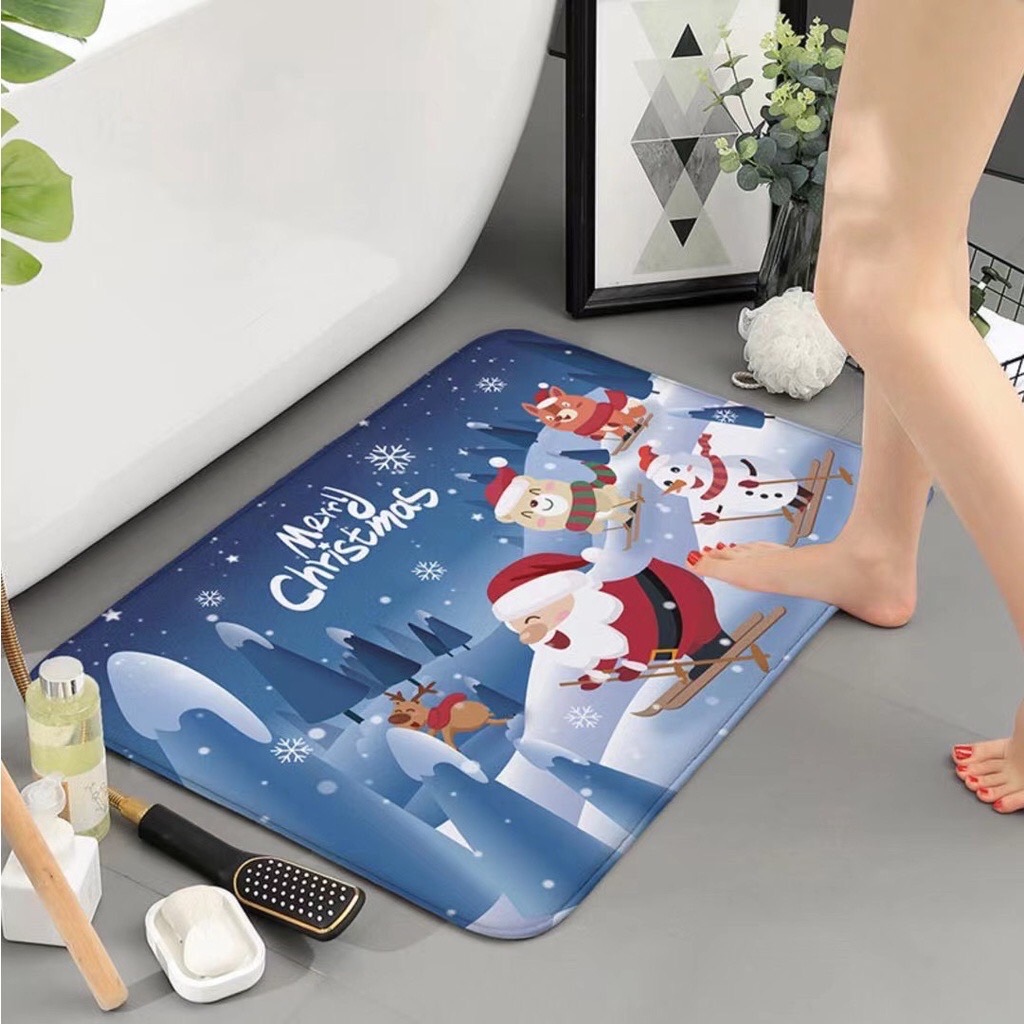 【HUAREN】门垫，圣诞图案，柔软，吸水，记忆海绵，舒适，60 x 40 厘米