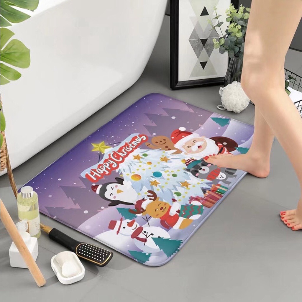 【HUAREN】门垫，圣诞图案，柔软，吸水，记忆海绵，舒适，60 x 40 厘米