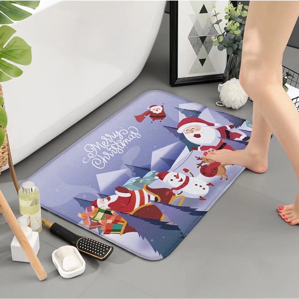 【HUAREN】门垫，圣诞图案，柔软，吸水，记忆海绵，舒适，60 x 40 厘米