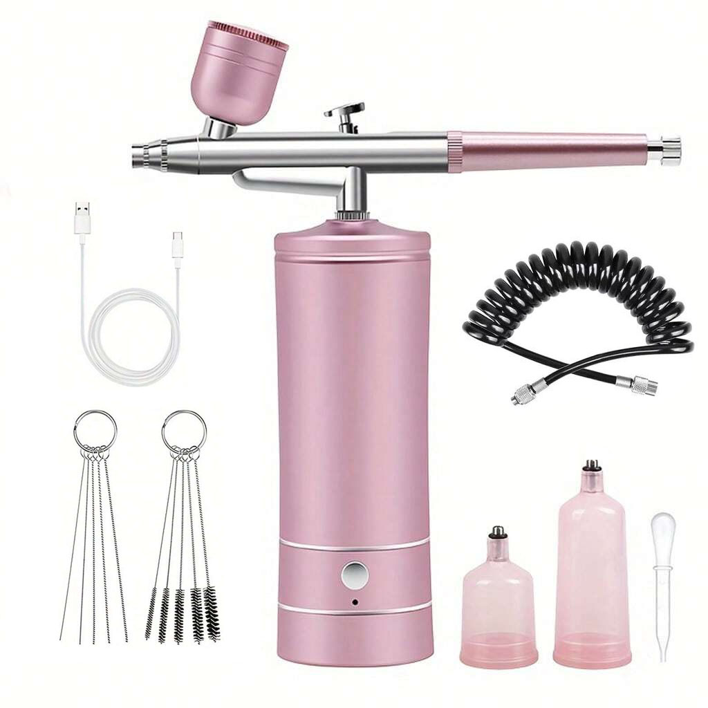 喷枪可充电无绳喷枪套件压缩机 - 30PSI 高压喷枪带软管无线喷枪适用于模型绘画、化妆、理发、美甲、蛋糕装饰