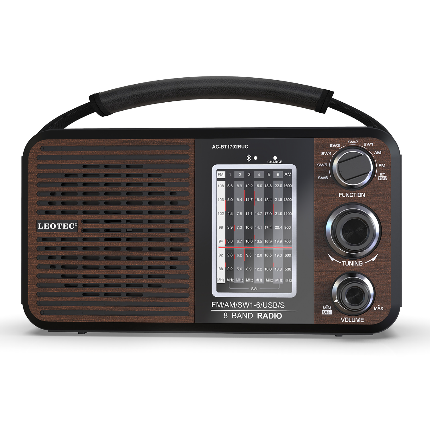 带蓝牙的便携式收音机短波收音机，插在墙上或电池供电的收音机，具有强接收器、耳机插孔、SD/USB 插槽的可充电收音机，适合居家老年人使用