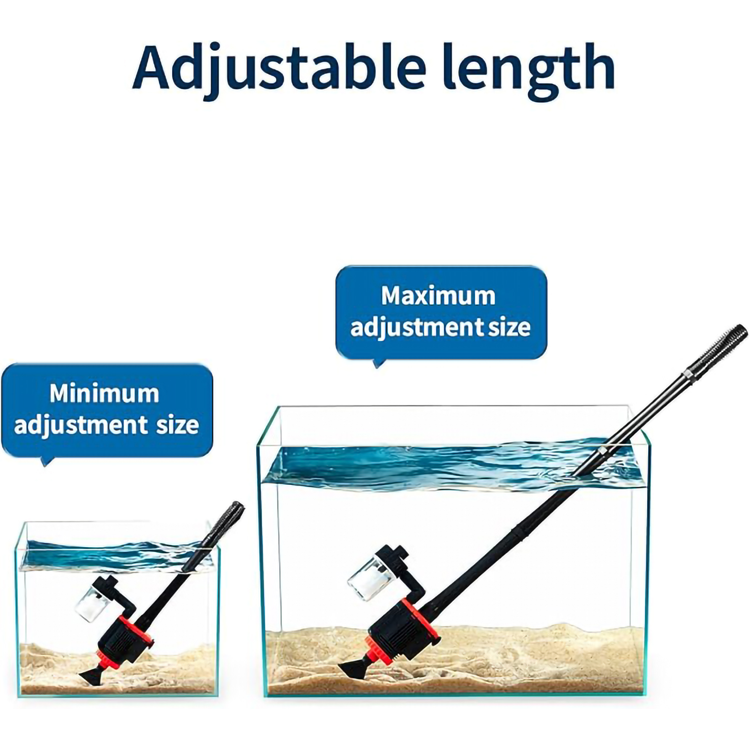 电动水族箱砂砾清洁器，5 合 1 自动水箱清洁工具套装，可拆卸真空换水器沙藻清洁器清洗过滤器虹吸管，海龟/斗鱼鱼缸藻类除水器