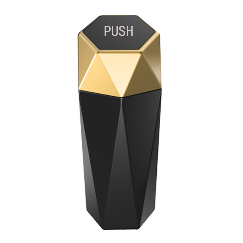 带盖汽车垃圾桶，钻石设计小型自动便携式垃圾桶，易于清洁，适用于汽车、家庭和办公室