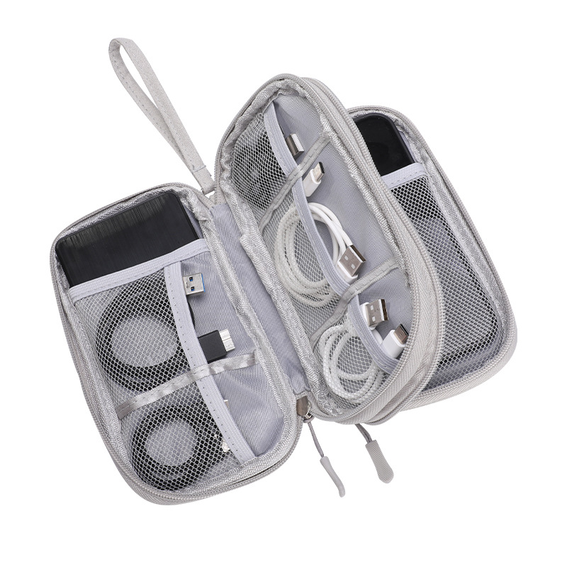 电子配件收纳袋，旅行通用收纳袋，可收纳电缆、充电器、手机、SD 卡，商务旅行小工具包
