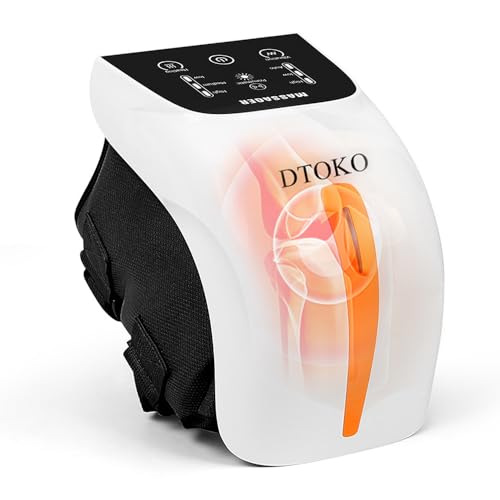 膝部按摩器 -大屏幕，可调节温度，无线膝部按摩器，带加热和振动功能，便携式可穿戴膝部按摩器，圣诞节家庭礼物