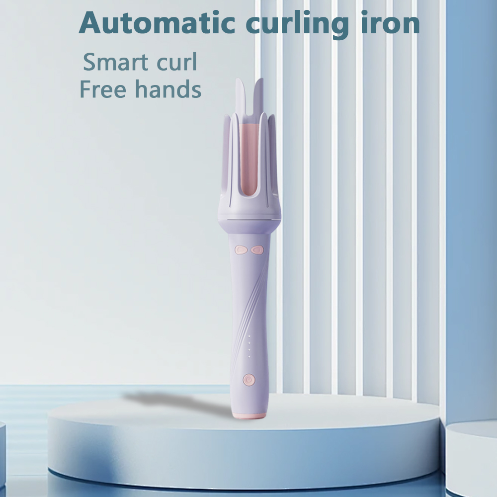 自动卷发器，卷发器，旋转式卷发器，1 .1英寸卷发器，带防缠绕和自动关闭功能，陶瓷面板，3档快速加热，适合长发的卷发器