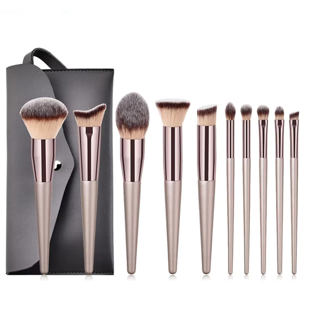 用于化妆，专业化妆刷，用于腮红眼影和遮瑕膏，柔软合成毛，使用舒适，美容工具套装+ 化妆包