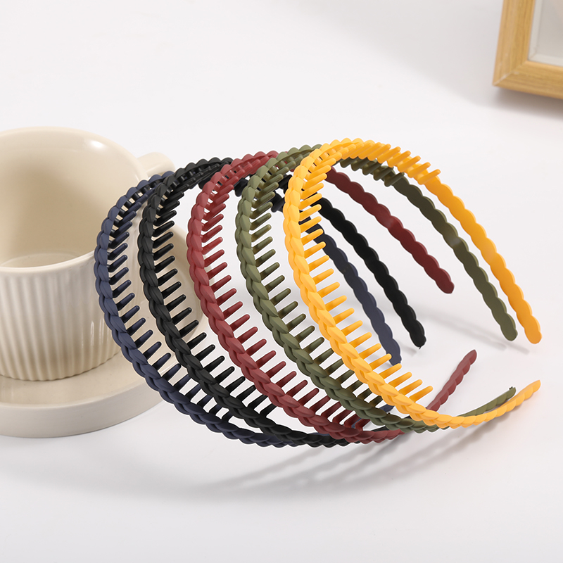 5个塑料齿状发箍，适用于女士和女孩的头发，防滑发梳发箍