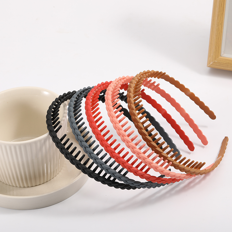 5个塑料齿状发箍，适用于女士和女孩的头发，防滑发梳发箍