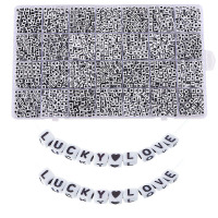 5MM小方块 黑色金色字体A-Z英文字母 28格套盒 珠子 3000颗左右 diy手工串珠手链项链钥匙扣手机链 饰品配件