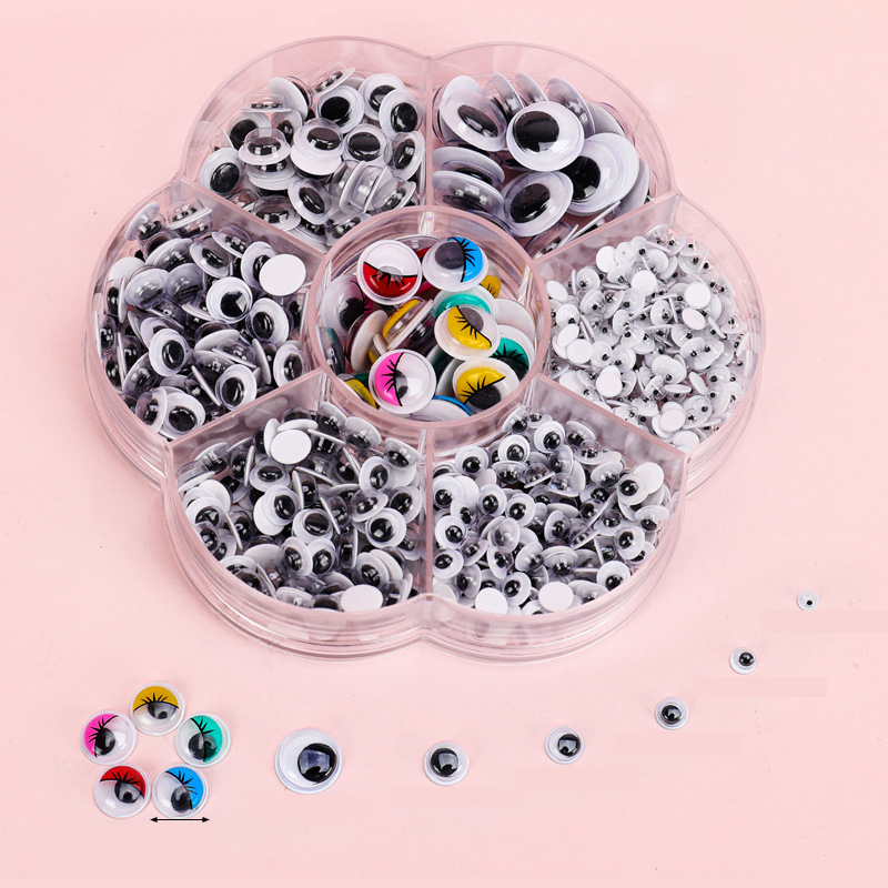 活动眼睛配件 儿童diy材料玩具动物眼珠带背胶黑白彩色眼睛贴