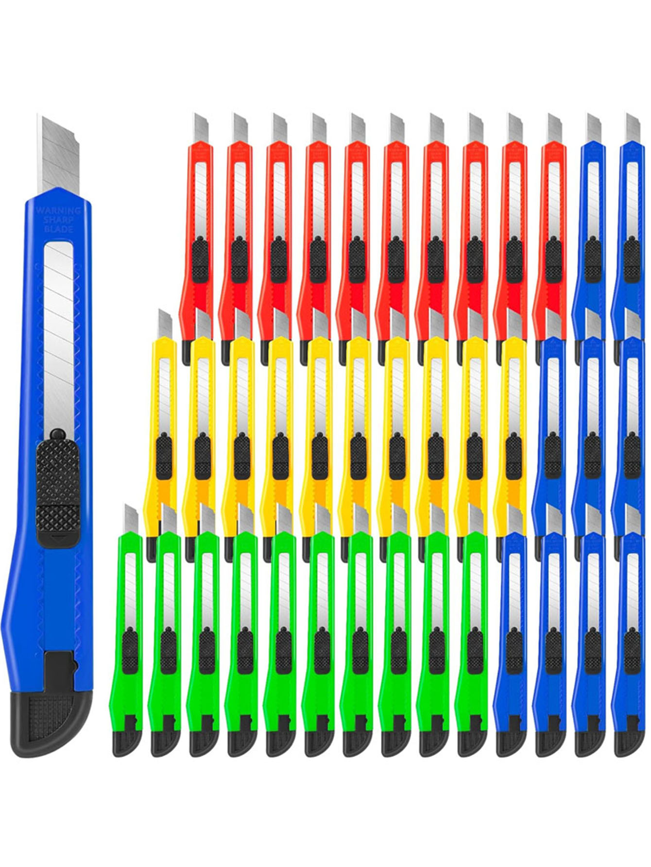 可伸缩实用刀具，刀刃锋利 - 顺畅的机械结构开箱器，适用于纸板箱、硬纸板和包装箱 - 是家庭和办公使用的理想选择