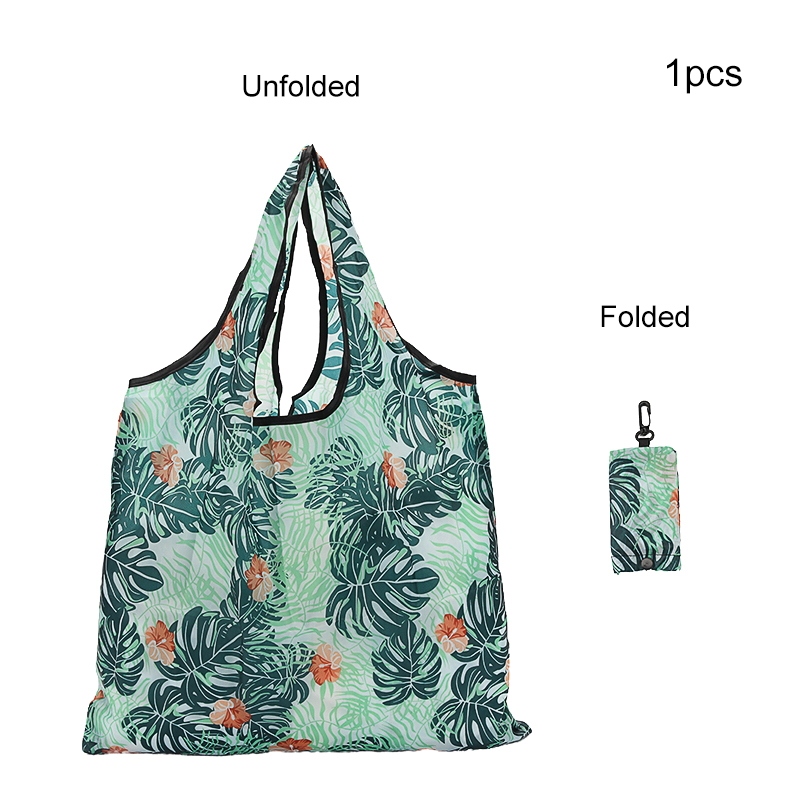 1 waterproof and foldable handbag with a variety of printed patterns, suitable for food purchase, travel, picnic, machine wash bags, reusable shopping bags