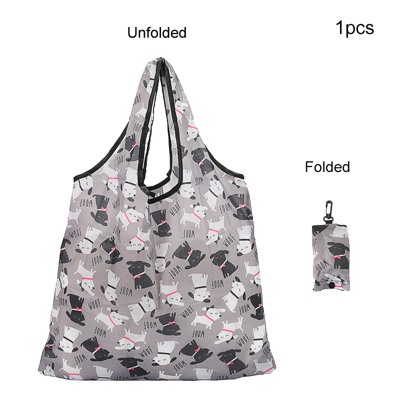 1 waterproof and foldable handbag with a variety of printed patterns, suitable for food purchase, travel, picnic, machine wash bags, reusable shopping bags