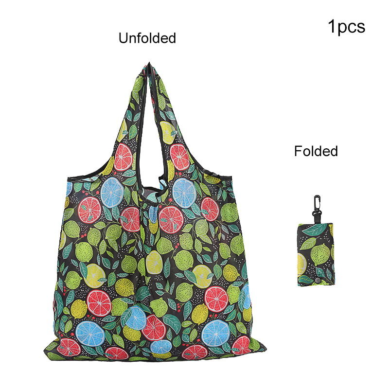 1 waterproof and foldable handbag with a variety of printed patterns, suitable for food purchase, travel, picnic, machine wash bags, reusable shopping bags