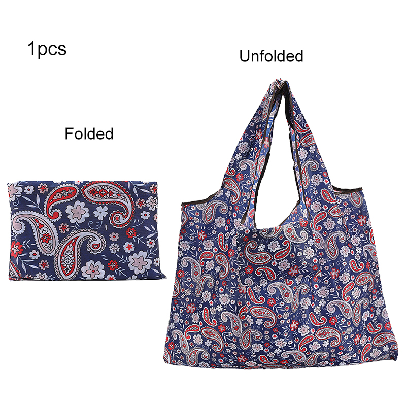 一件可重复使用的购物袋 - 可折叠、防水且便携的设计，带有印刷图案 - 适用于购物、旅行和日常使用