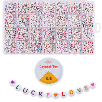4*7MM扁圆 彩色字体A-Z英文字母 1500颗左右 28格套盒珠子 diy手工串珠手链项链钥匙扣手机链 饰品配件