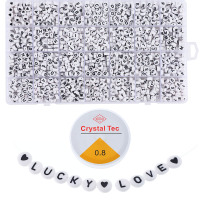 4*7MM扁圆 黑色字体 A-Z英文字母 1500颗左右 28格套盒珠子 diy手工串珠手链项链钥匙扣手机链 饰品配件
