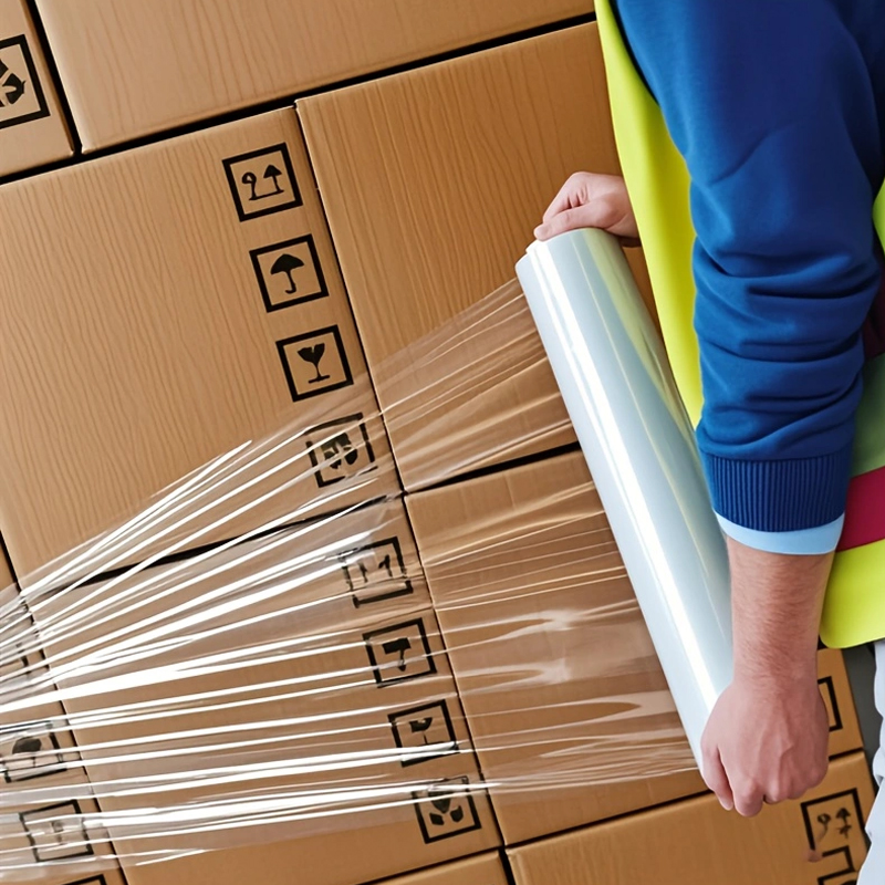 6 pieces of heavy plastic packaging film shrink packaging belt, strong and durable, anti-puncture, manual stretch packaging film, using industrial strength stretch film, suitable for cargo packaging, bundling, handling and warehouse use.