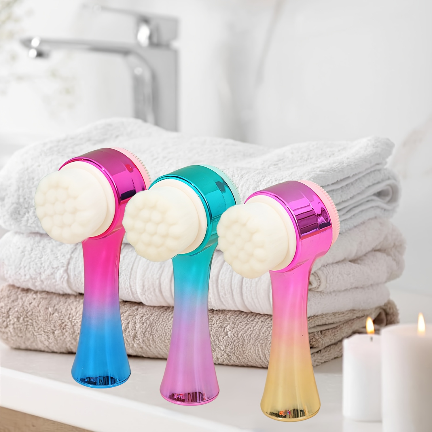 1 个通用面部清洁刷 - 软硅胶材质，柔软的毛发 - 双面面部清洁刷，用于深层毛孔清洁 - 泡沫刷 - 面部护理按摩刷、洗面奶刷、卸妆刷