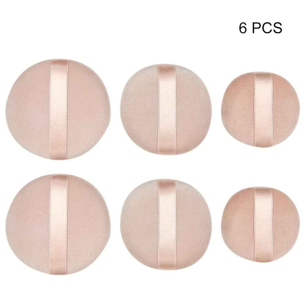 6pcs 粉扑园形化妆粉扑垫，脸部散粉粉扑，化妆的工具，适用于散粉和粉底液速瑕，干湿两用，易清洁，小巧便携