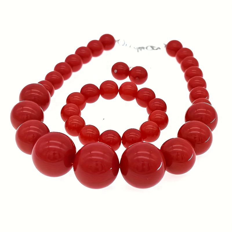 4件女性仿珍珠项链、手链、耳环套装，适合日常派对佩戴的配饰和情人节礼物