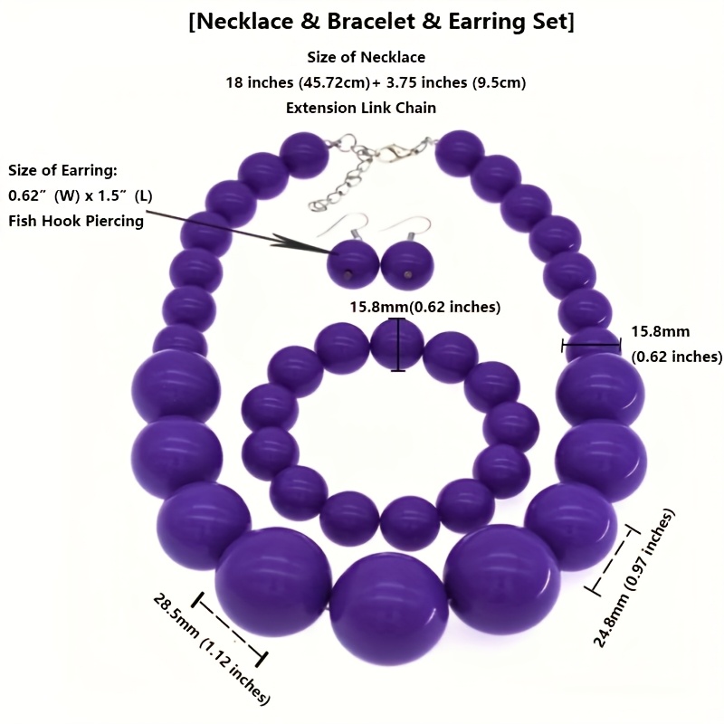 4件女性仿珍珠项链、手链、耳环套装，适合日常派对佩戴的配饰和情人节礼物