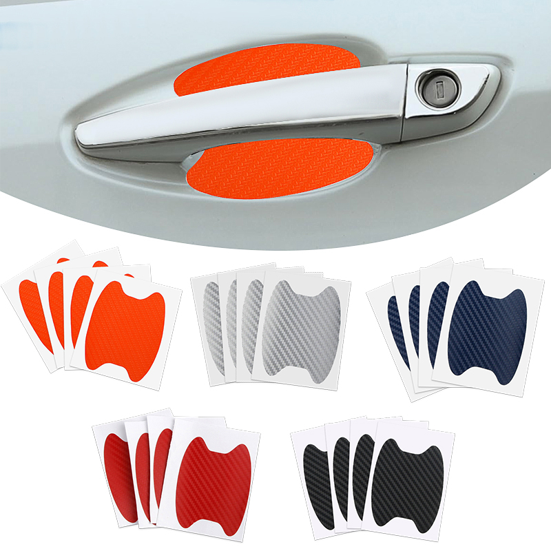 5 套纤维车门把手保护贴纸 - 家居、厨房和汽车装饰防刮贴纸，自粘式，光滑表面，多种颜色，防刮贴纸 