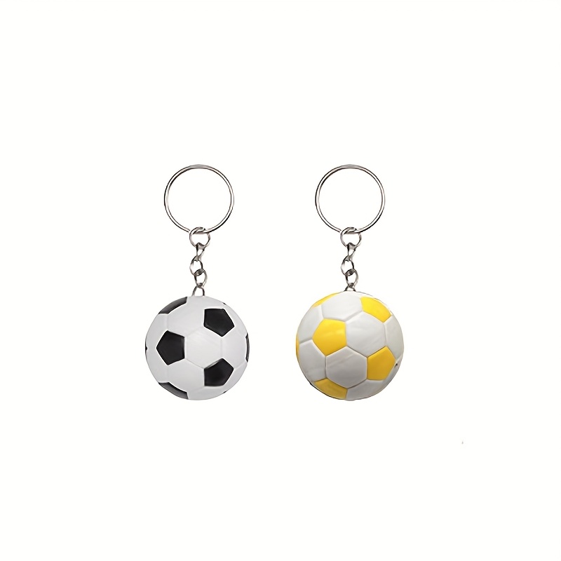 6件装/2件装可选运动钥匙链套装-足球/篮球/排球/橄榄球/网球/赛车吊坠，适用于包包和钱包，耐用合金配件，适合粉丝(黑色/银色)