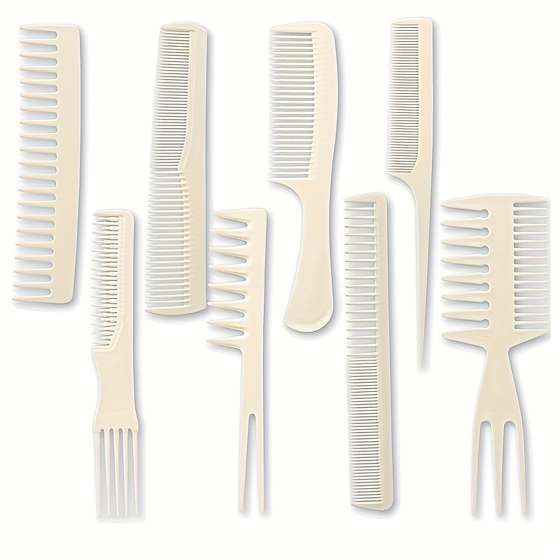 8把专业鱼骨发梳-适用于所有发质(男女通用)的耐热造型及染发挑，长/短/卷/厚发的解缠及挑染工具-适用于沙龙及家庭使用的黑色理发梳