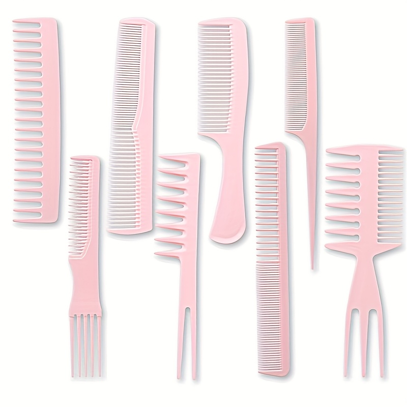 8把专业鱼骨发梳-适用于所有发质(男女通用)的耐热造型及染发挑，长/短/卷/厚发的解缠及挑染工具-适用于沙龙及家庭使用的黑色理发梳