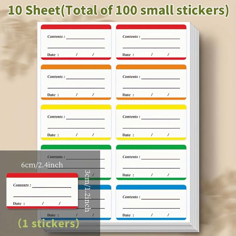 100 removable waterproof label stickers, frozen food design-very suitable for Organization address, office and home use, storage box relocation, Folder