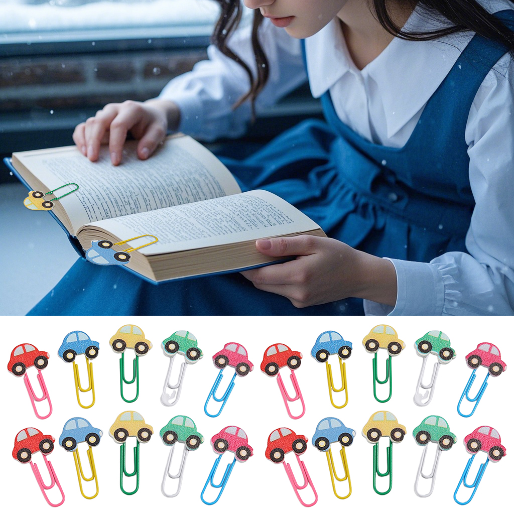 10 个一套的创意且可爱的卡通图案回形针笔记本书签，迷你书签适合用于日记、相册和办公用品。