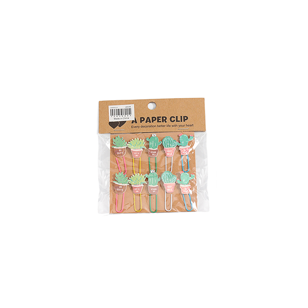 10 个一套的创意且可爱的卡通图案回形针笔记本书签，迷你书签适合用于日记、相册和办公用品。