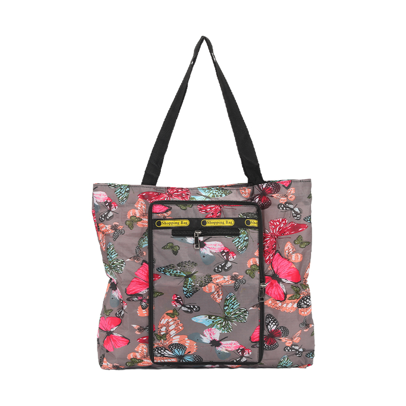 1 large capacity flower pattern reusable shopping bag, foldable and machine-washable, mixed color lightweight handbag for groceries, travel and daily use