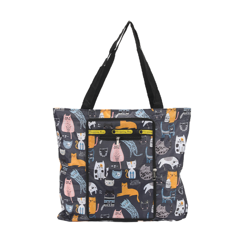 1 large capacity flower pattern reusable shopping bag, foldable and machine-washable, mixed color lightweight handbag for groceries, travel and daily use